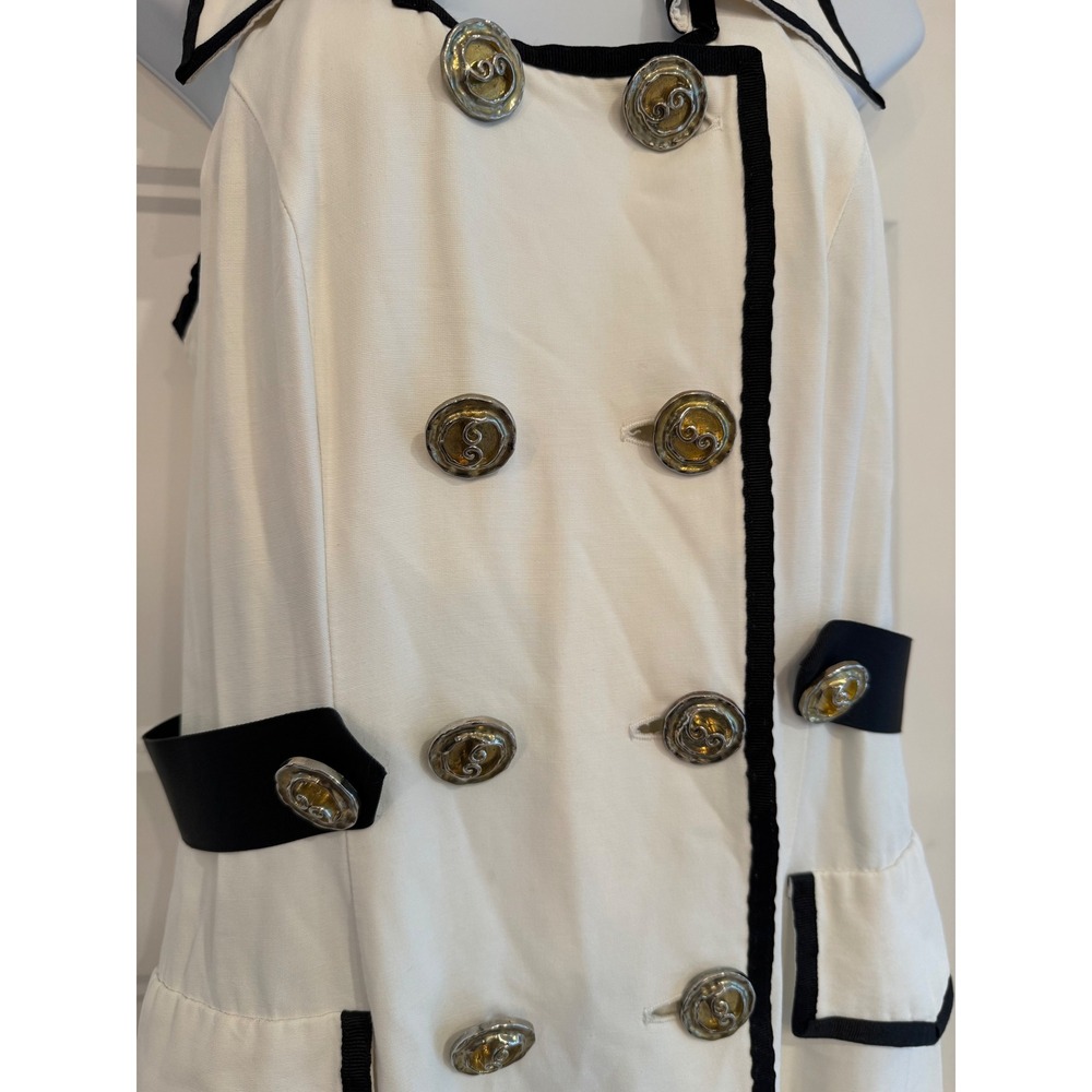 Joseph Ribkoff Vintage Pin Up Romper White Black Double Breasted Halter Size 6 - Picture 3 of 14